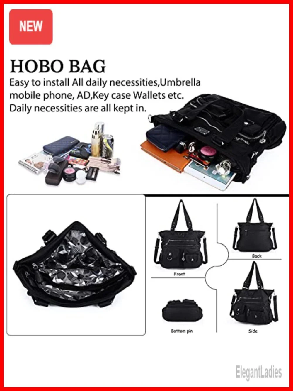 Women's Soft Faux Leather Hobo Shoulder Bag Satchel Crossbody Tote